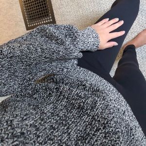 H & M turtles grey and white thick sweater